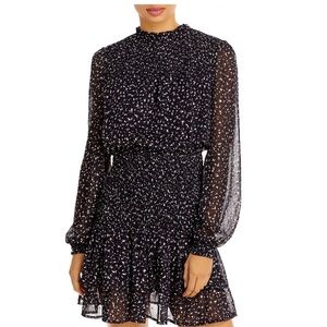 Aqua ditsy geo smocked mini dress